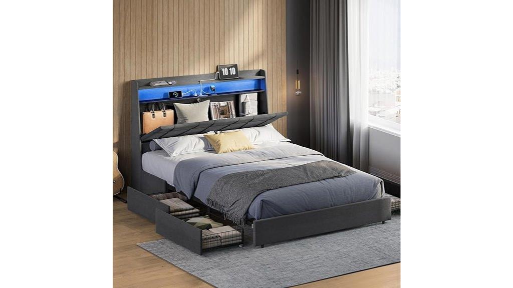 storage headboard with drawers