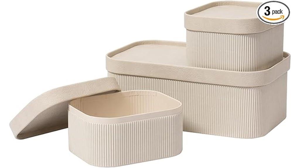 stylish leather lidded baskets