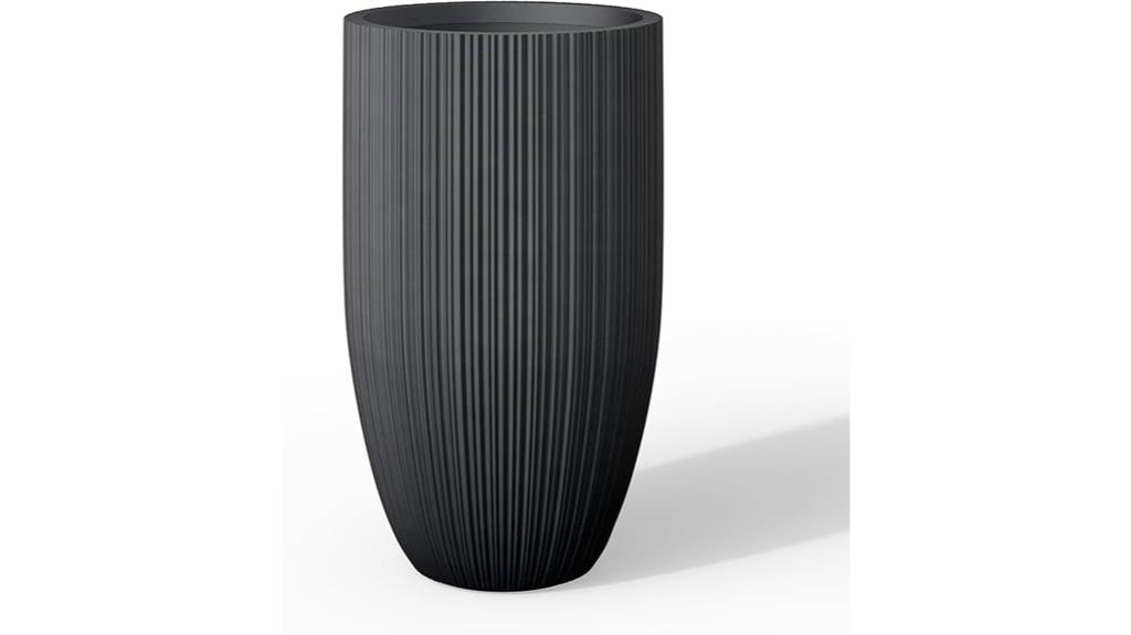tall round concrete planter