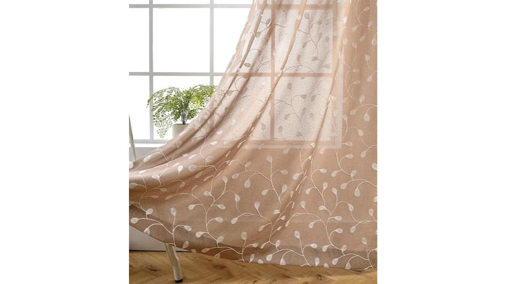 taupe floral sheer curtains