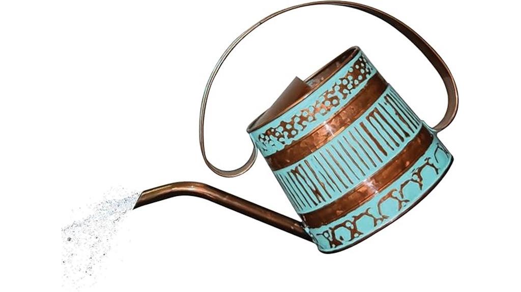 teal copper watering can