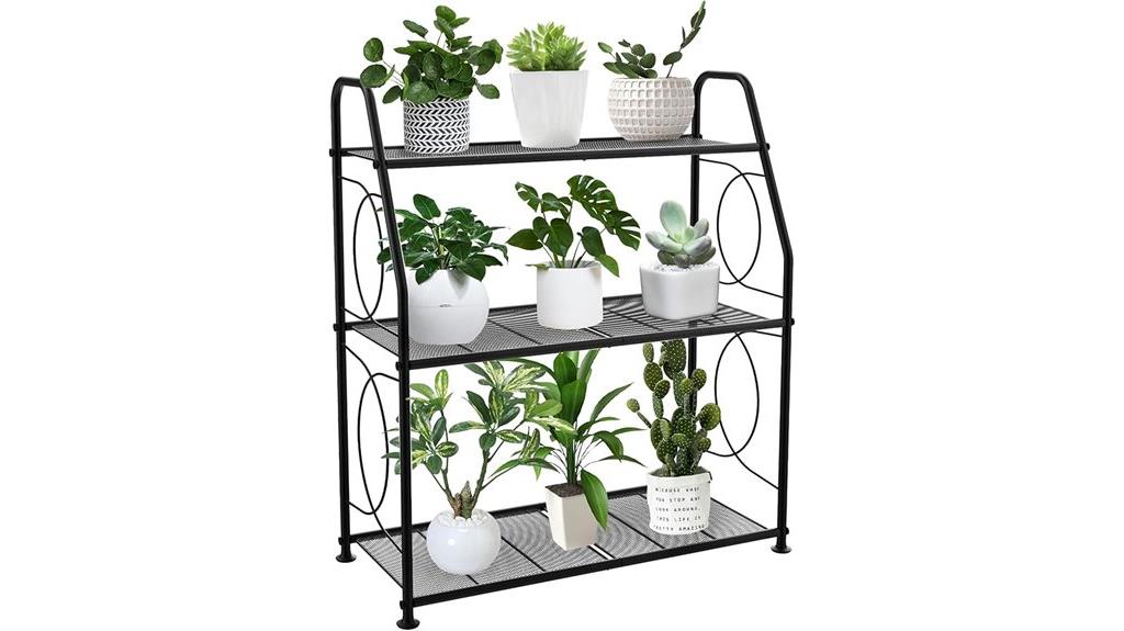 three tier metal plant stand