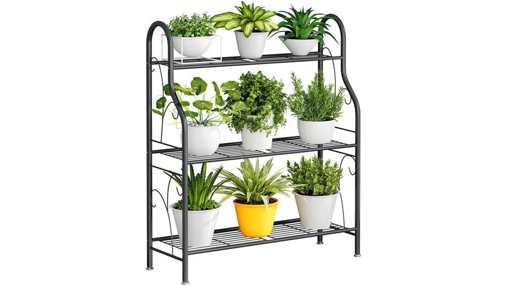 three tier metal plant stand
