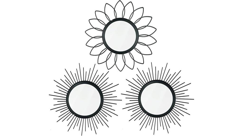 triple metal sunburst mirrors