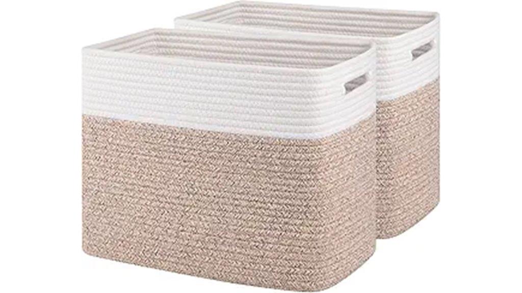 two collapsible storage baskets