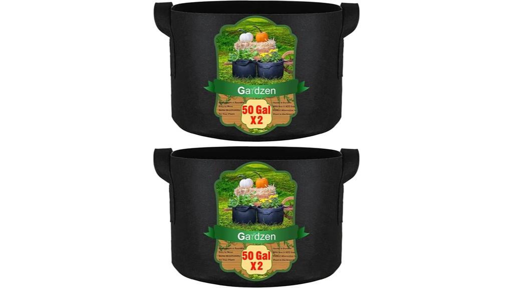 two grow bags handles