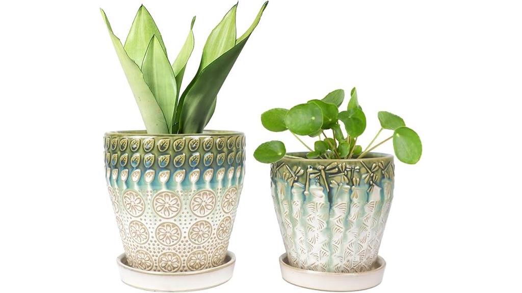 two planters with drainage