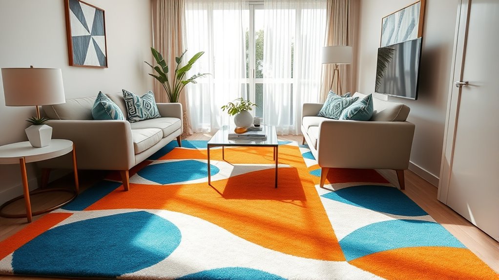 use large patterned rugs