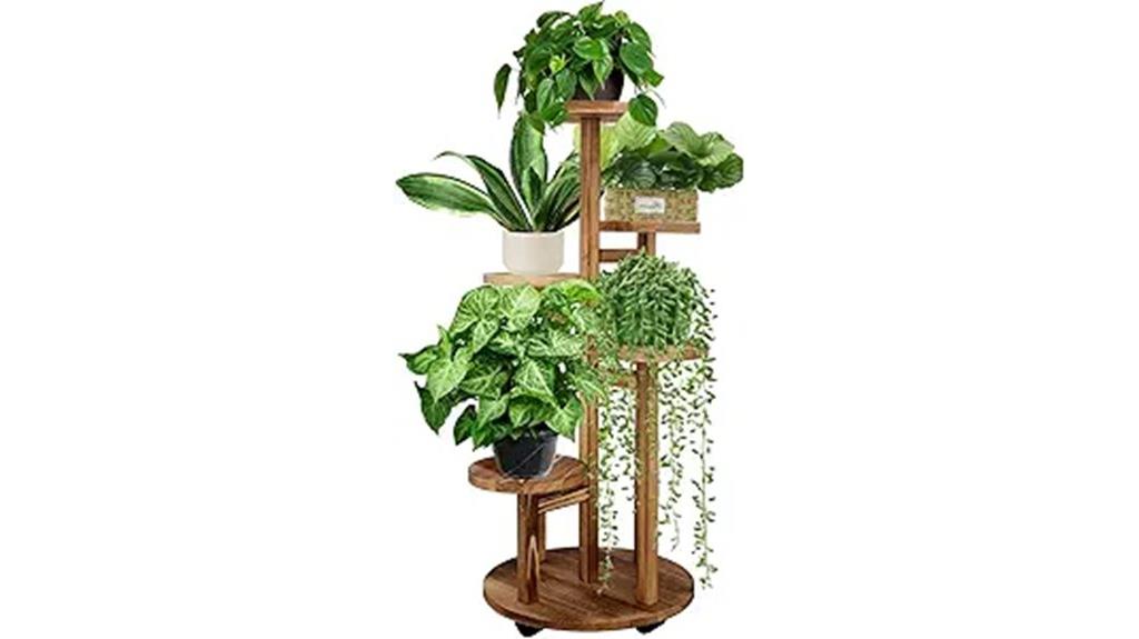 walnut 5 tier plant stand