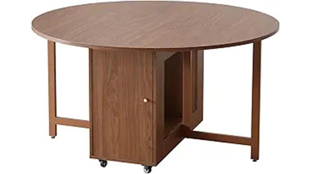 walnut round folding table
