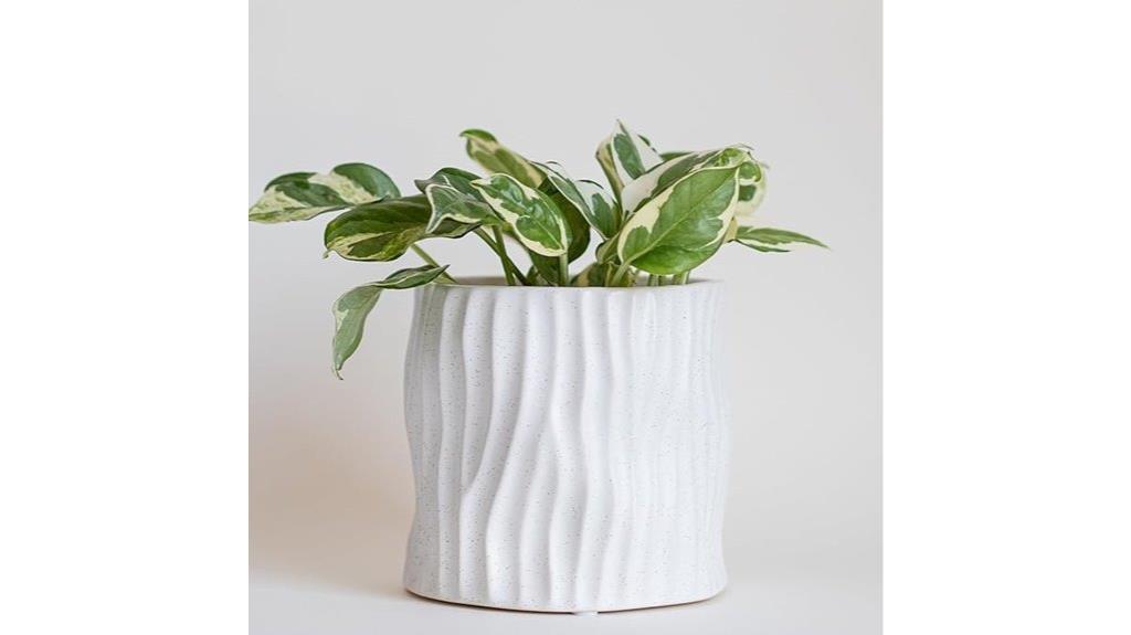 wavy ceramic pot with drain