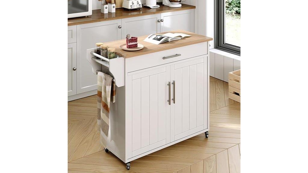 wheeled wood top island