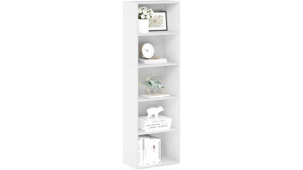 white 5 tier bookcase