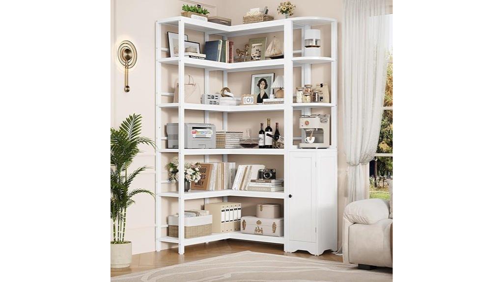 white corner storage shelf
