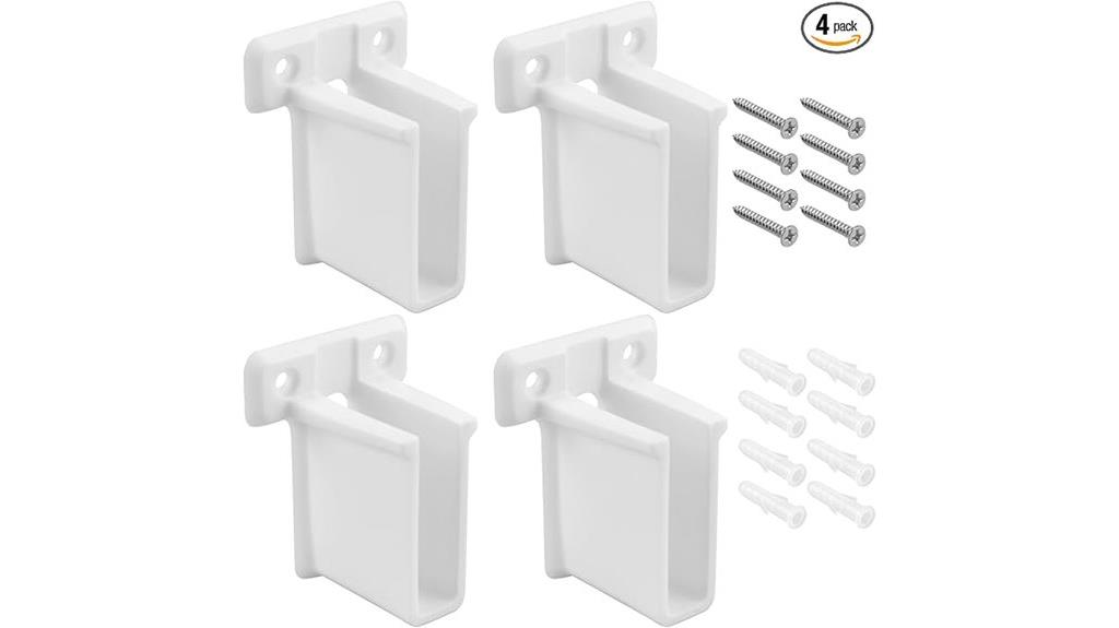 white plastic shelf brackets