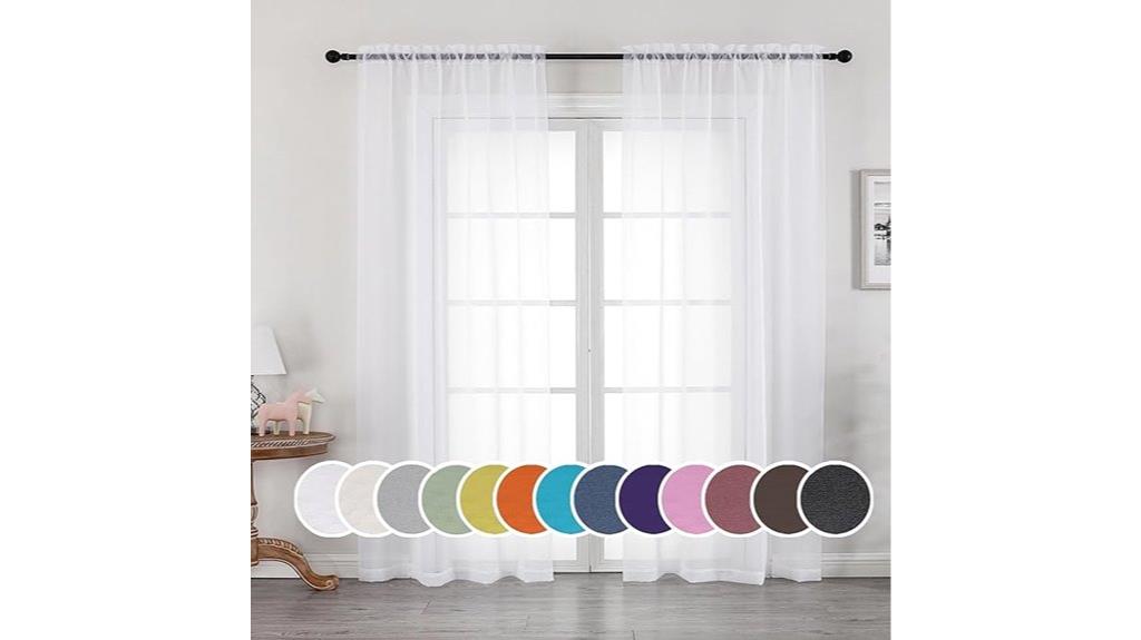 white sheer curtain set