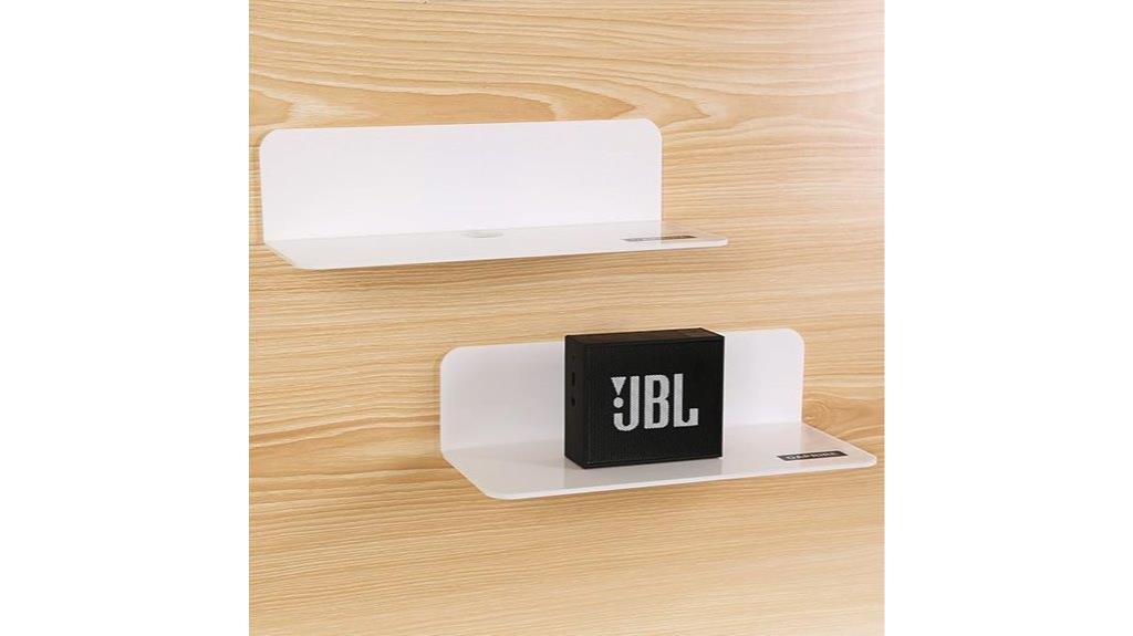white wall mount shelves