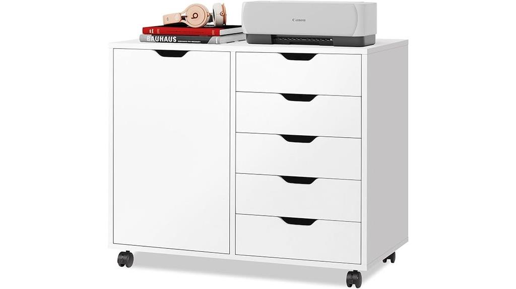 wooden 5 drawer storage