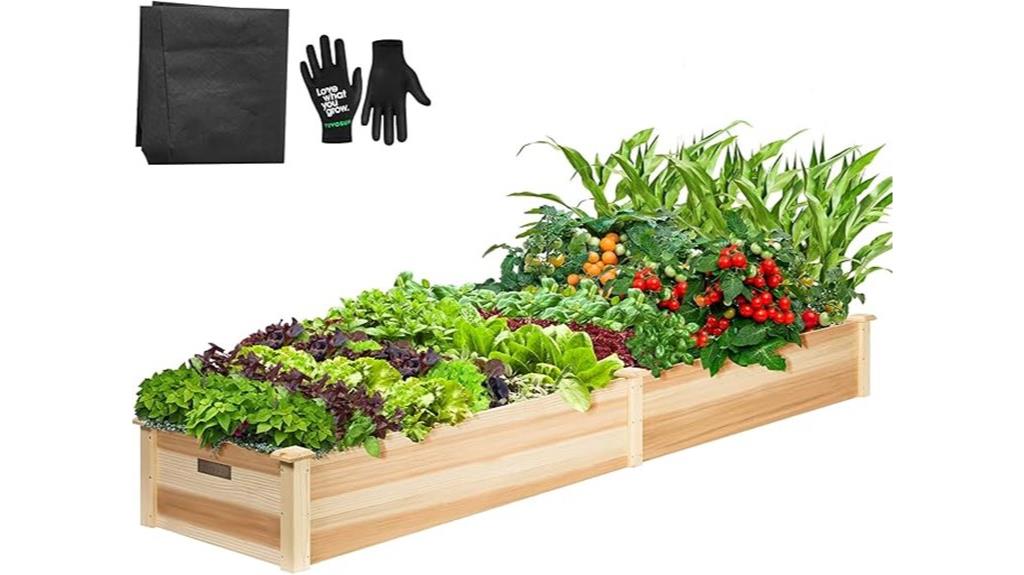 wooden 8x2 ft garden bed