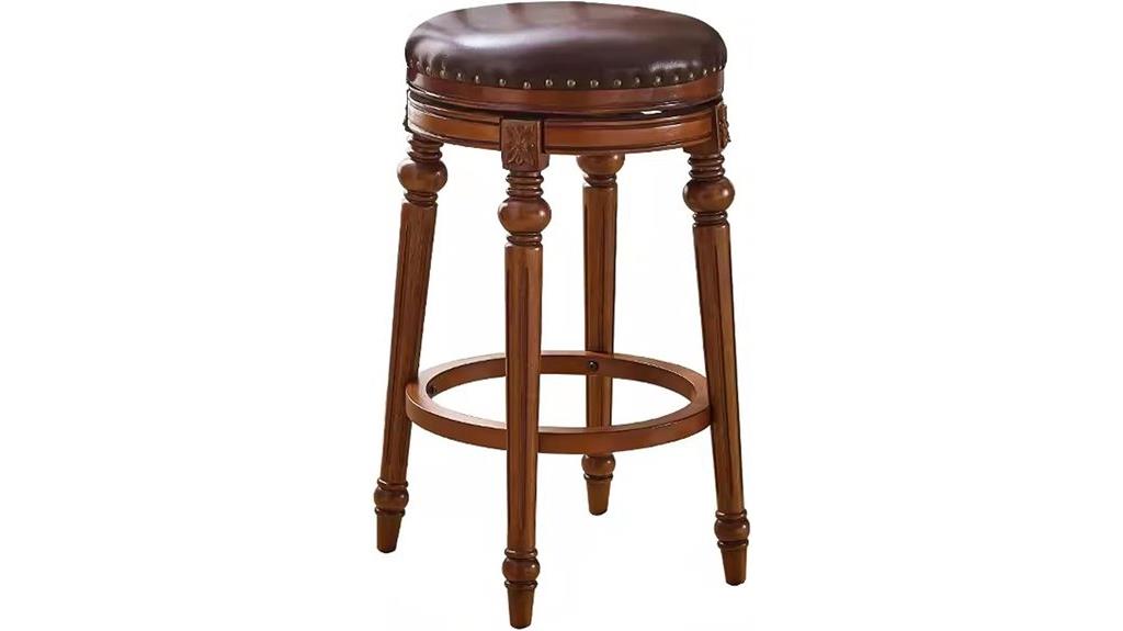 wooden leather swivel bar stools