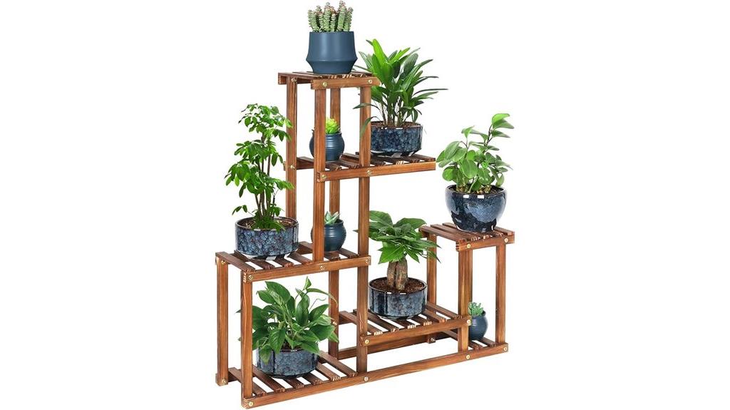 wooden multi tiered flower rack