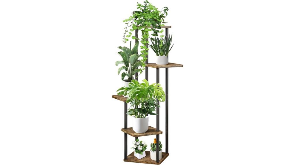 wooden plant shelf