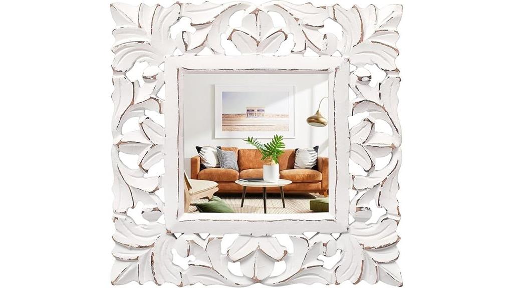wooden square wall mirror