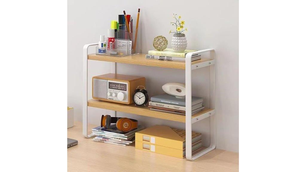wooden two tier desk organizer