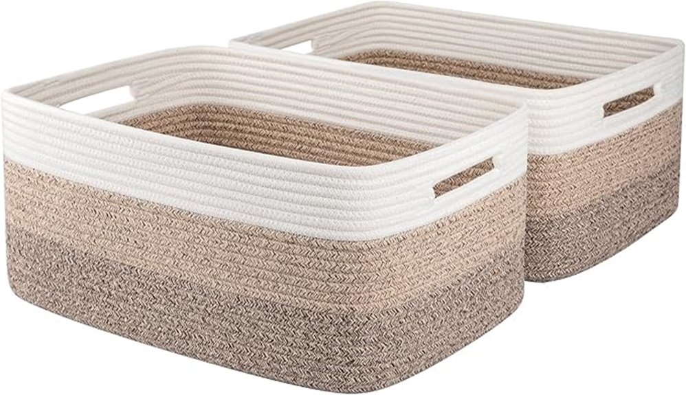 woven rope storage baskets