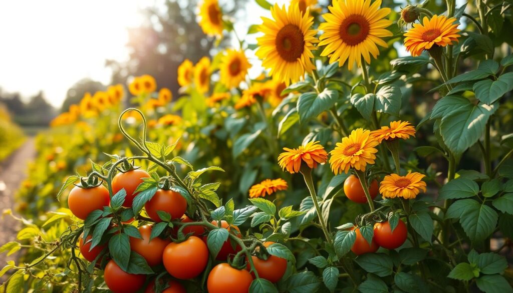Benefits of companion planting in a tomato garden