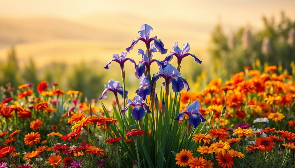 annual plants to grow with irises
