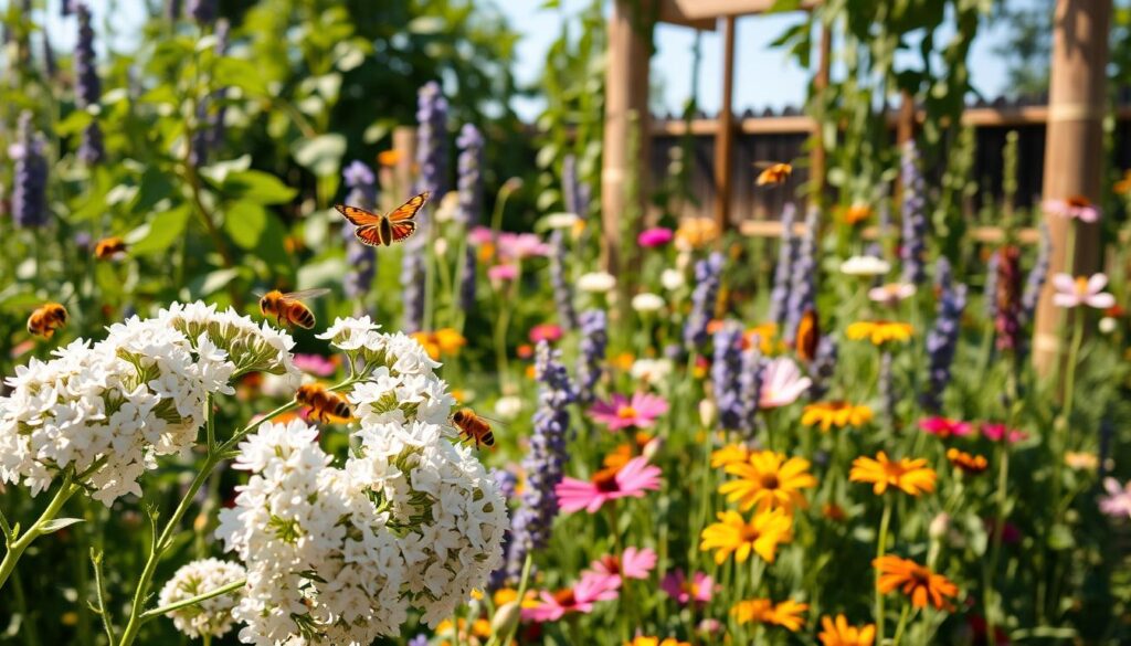 attracting pollinators in a pea garden