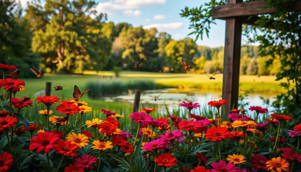 attracting wildlife with zinnia garden companions
