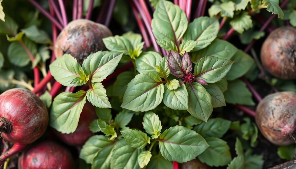 basil with beets