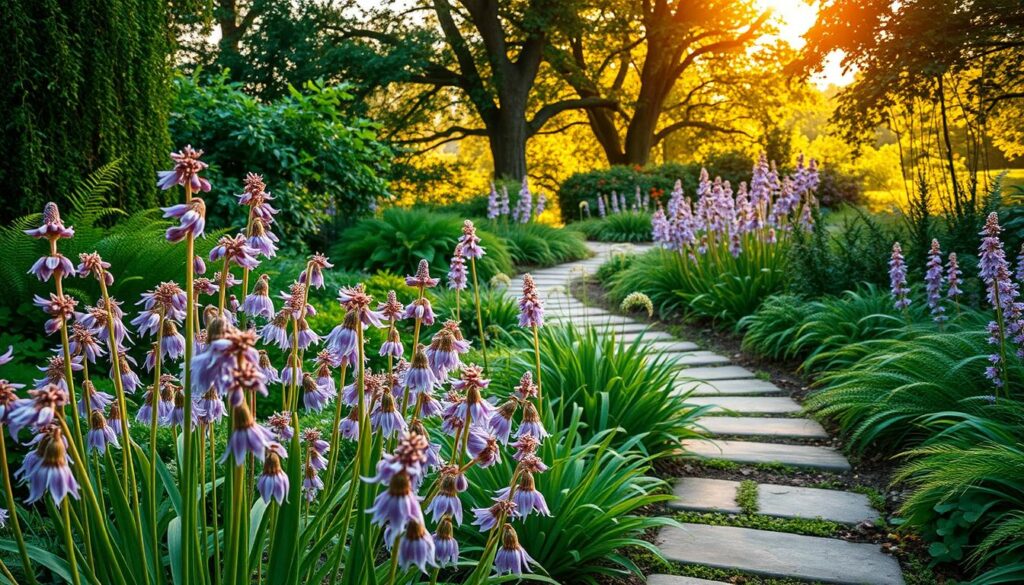 beautiful garden with society garlic and companion plants