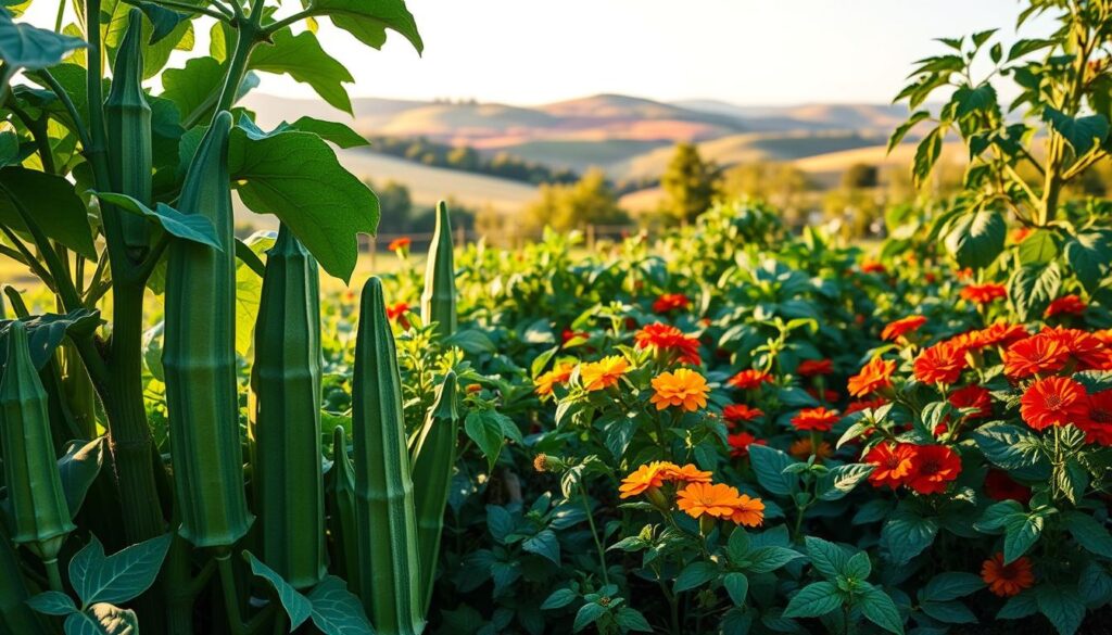 best okra companion plants