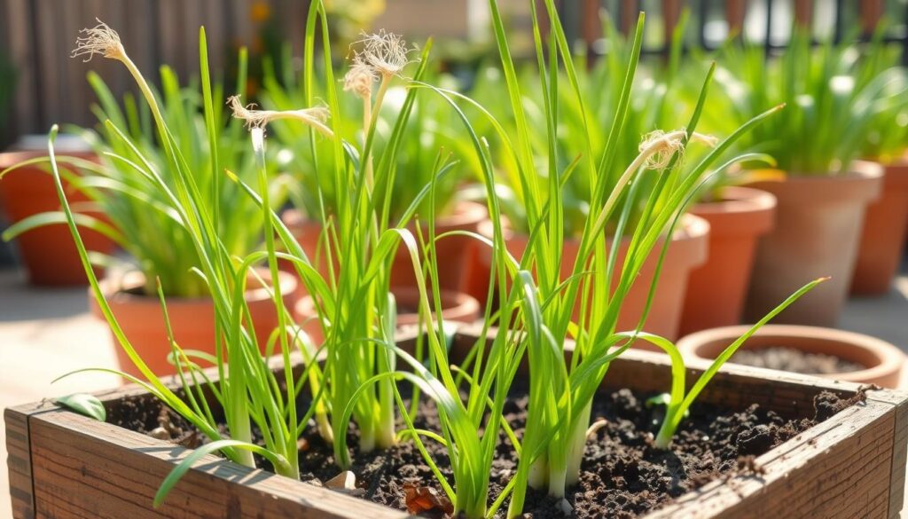 container gardening with green onions