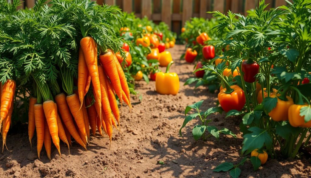 growing carrots with peppers