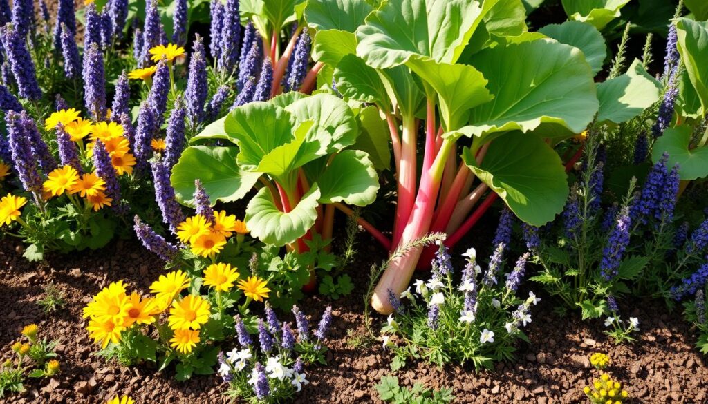 growing rhubarb with companions