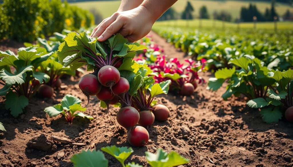 harvesting beets
