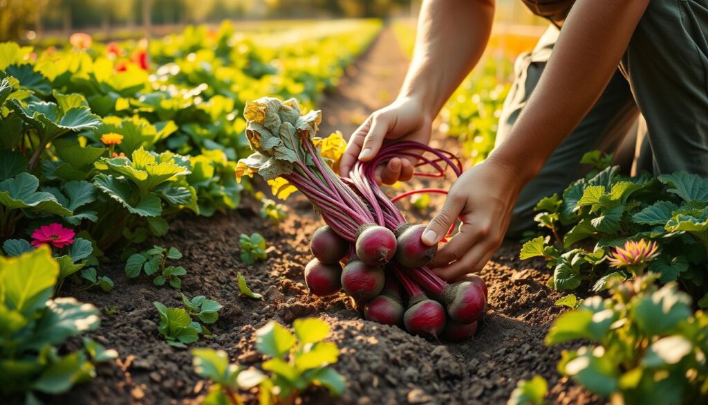 harvesting beets