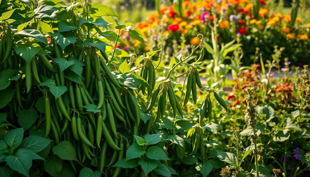 harvesting bush beans