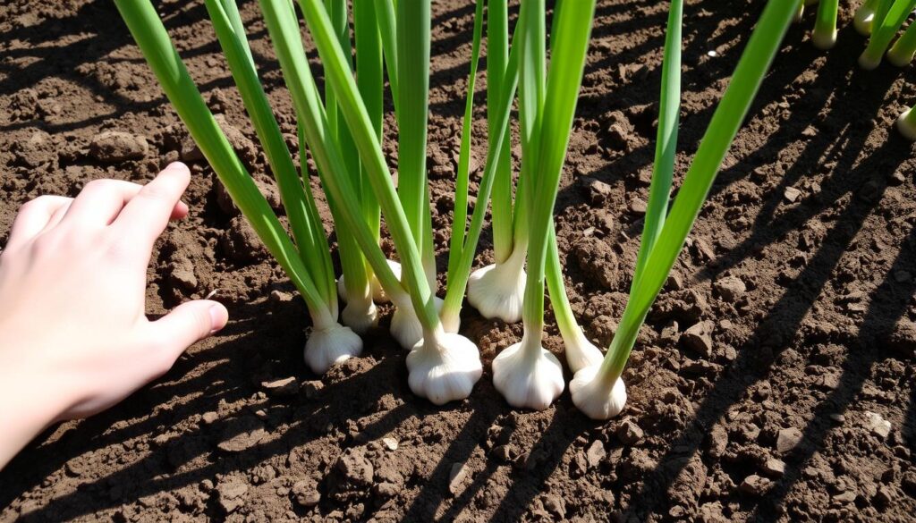 harvesting garlic readiness signs