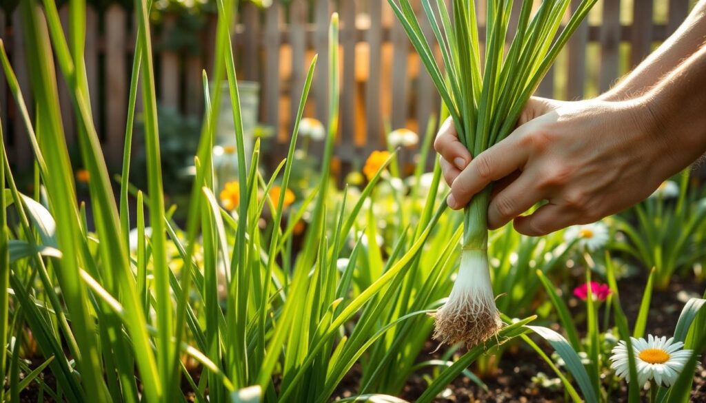 harvesting green onions