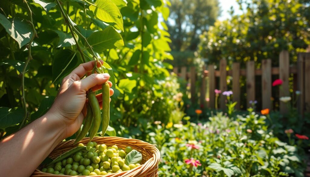 harvesting peas