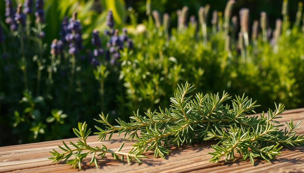 harvesting rosemary