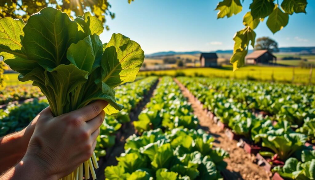 harvesting swiss chard