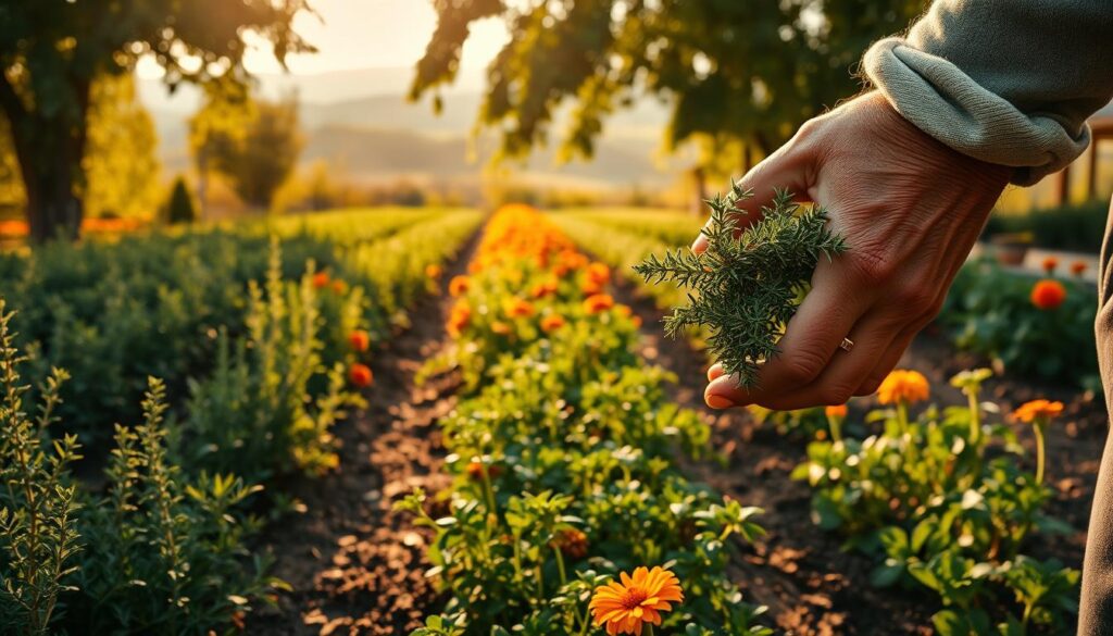 harvesting thyme