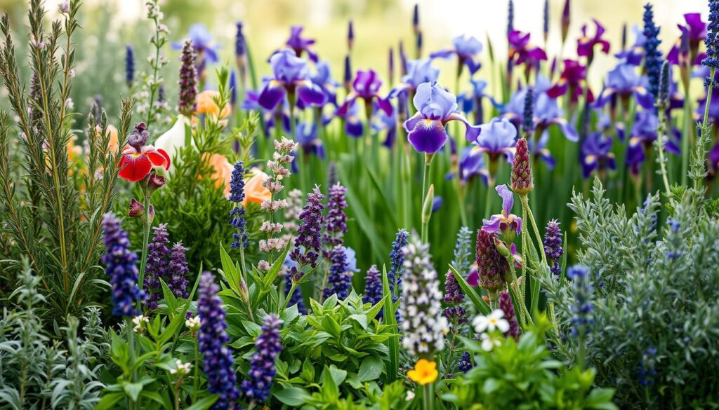 herbs to grow with irises