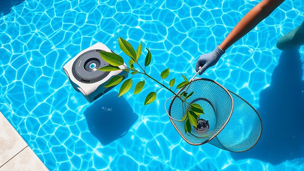 manual skimming keeps pool clean